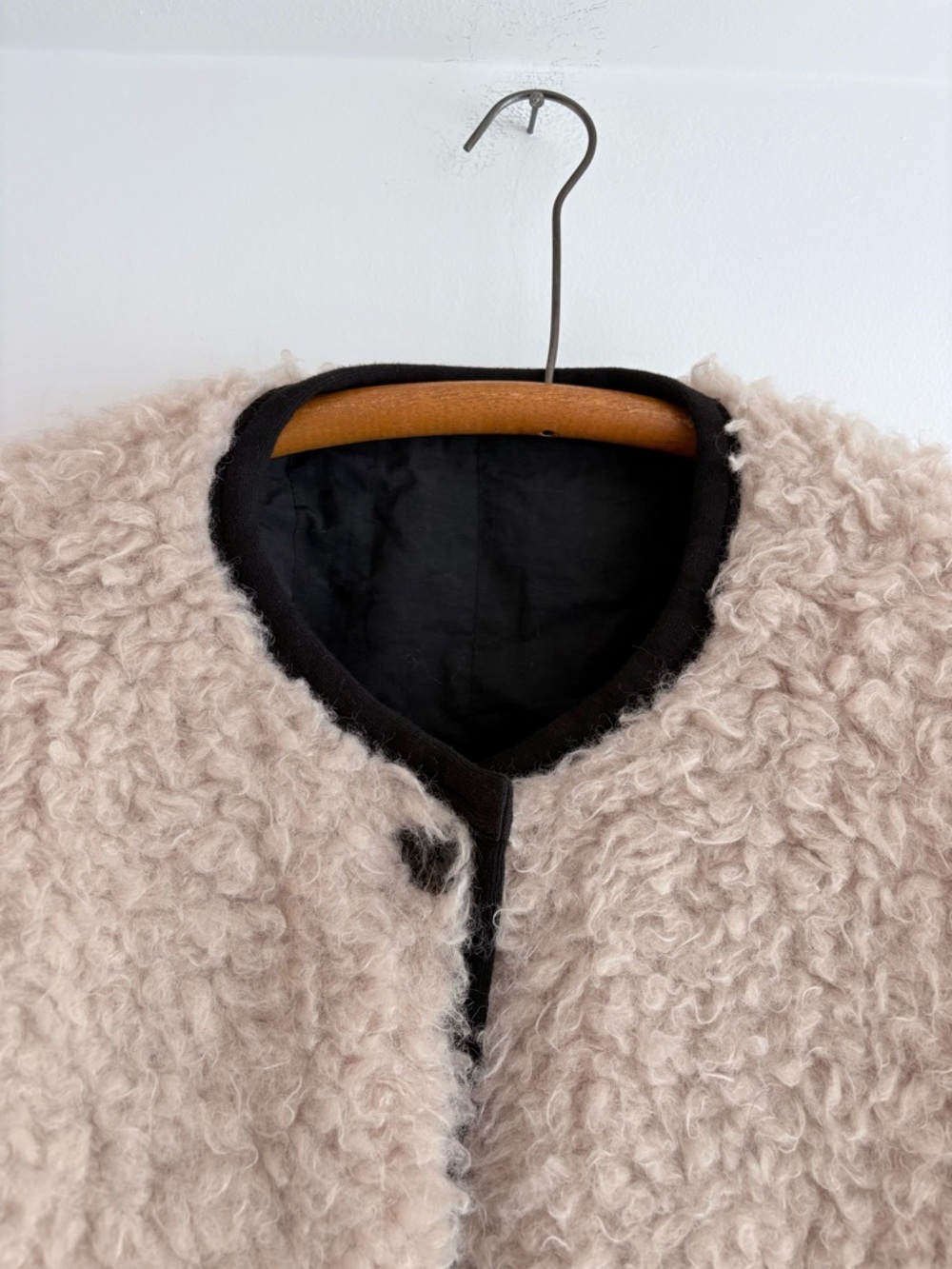 Alex Mill reversible Polar Bear jacket - black nylon / off-white sherpa - sz XL - Picture 8 of 8